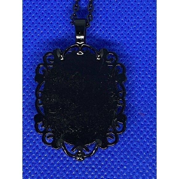 Opalescent Fire White Opal Black Enamel Necklace - Picture 7 of 9